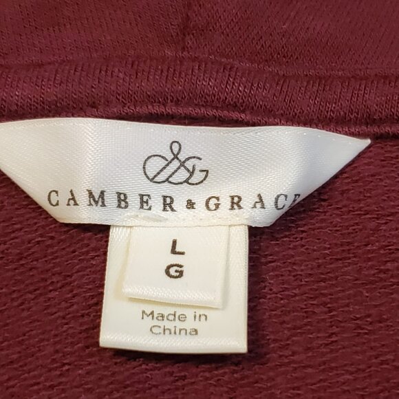 Camber & Grace Cowl Neck T-shirt Women Size L Saffron Red Long Sleeve Stylish - Picture 3 of 9